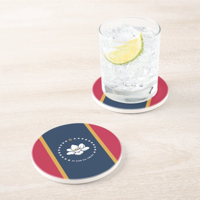 Dessous De Verre En Grès Coaster with Flag of Mississippi State, USA (Côté)