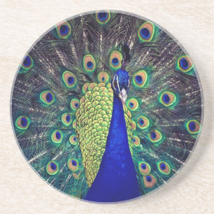 Dessous De Verre En Grès Cobalt Blue Peacock