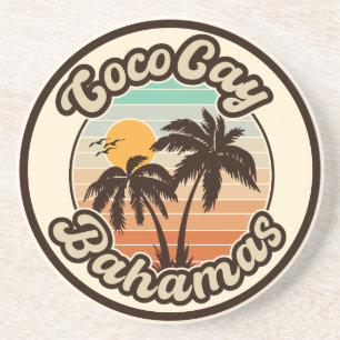 Dessous De Verre En Grès Coco Cay Bahamas Retro Sunset Souvenirs 60s