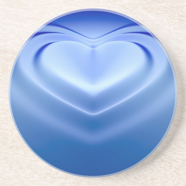 Dessous De Verre En Grès Coeur bleu (Devant)