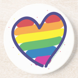 Dessous De Verre En Grès Coeur d'amour Gay pride Rainbow