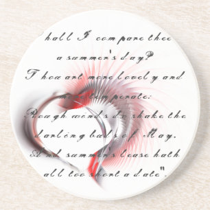 Dessous De Verre En Grès Coeur métallique avec sonnet de Shakespeare 18