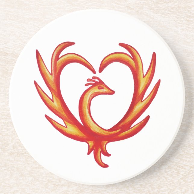 Dessous De Verre En Grès Coeur Phoenix (Devant)
