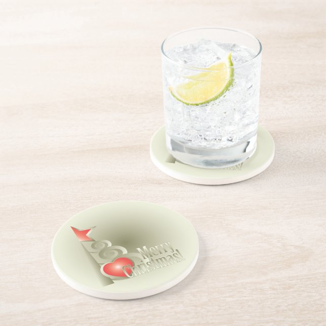 Dessous De Verre En Grès Coeur pour Noël (Côté)