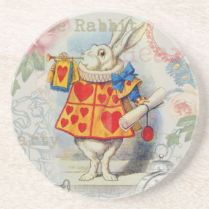 Dessous De Verre En Grès Cœurs de Lapin Blanc Alice Classique