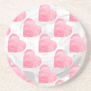 Dessous De Verre En Grès Coeurs roses