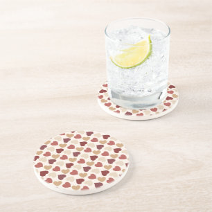 Dessous De Verre En Grès Cœurs rouges or crème