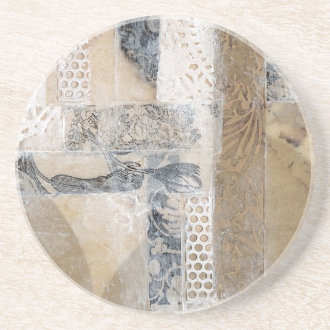 Dessous De Verre En Grès Collage de dentelle I (Devant)