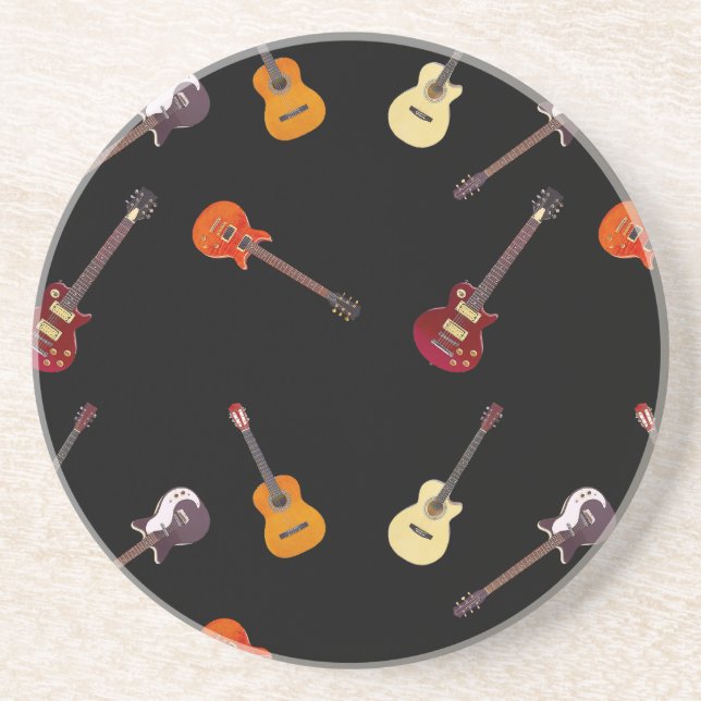 Dessous De Verre En Grès Collage de guitare électrique et acoustique (Devant)