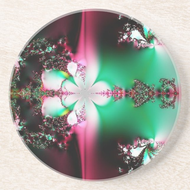 Dessous De Verre En Grès Collide vert et rose (Devant)