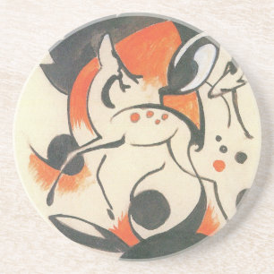 Dessous De Verre En Grès Composition avec deux cerfs par Franz Marc