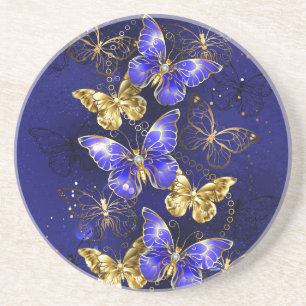Dessous De Verre En Grès Composition avec papillons Sapphire