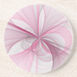 Dessous De Verre En Grès Conception Abstraite de fractal rose pâle moderne