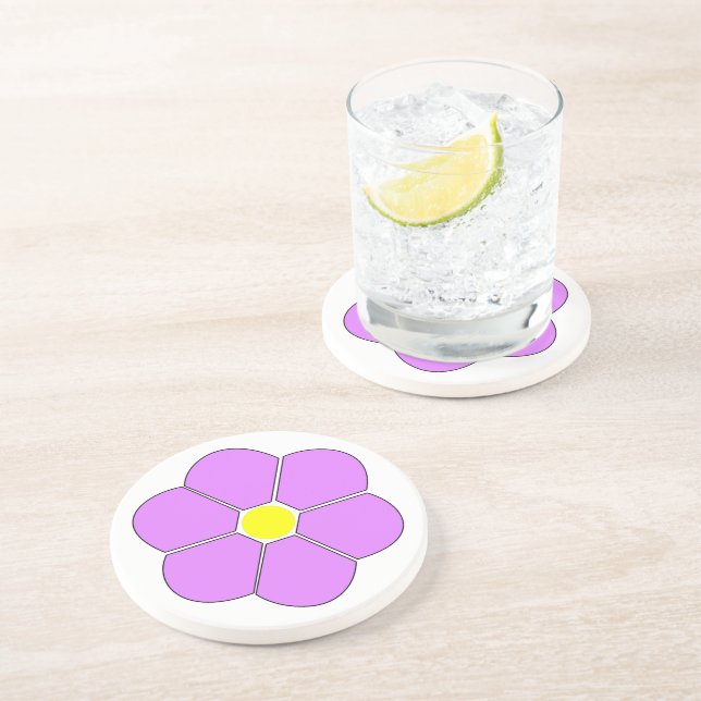 Dessous De Verre En Grès Conception de fleurs violettes (Côté)