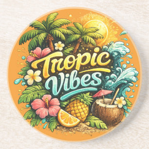 Dessous De Verre En Grès Conception de paradis tropical Tropic Vibes