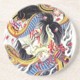 Dessous De Verre En Grès Conception de tatouage Grotesque et serpent