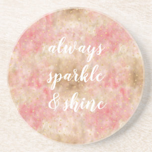 Dessous De Verre En Grès Confettis Aquarelle Or Rose Bronze