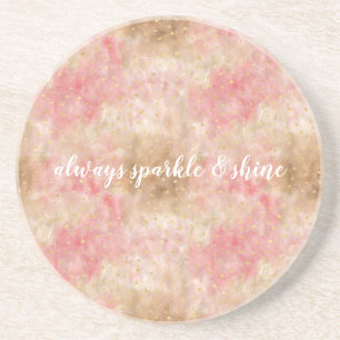 Dessous De Verre En Grès Confettis Aquarelle Or Rose Bronze