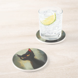 Dessous De Verre En Grès Connaissant Black Ninja Cat
