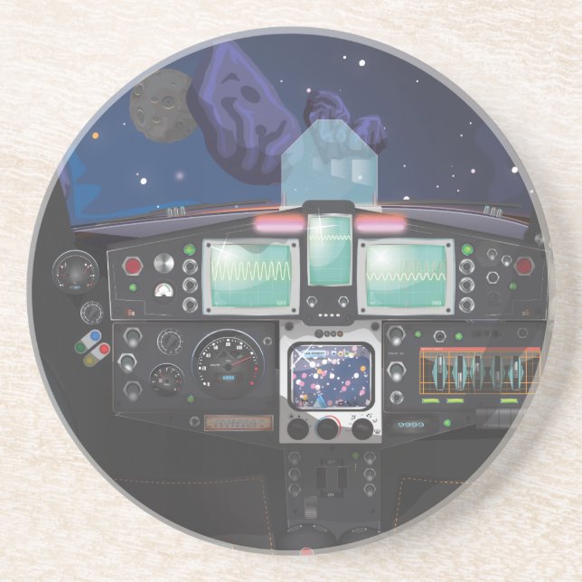 Dessous De Verre En Grès Console de vaisseau spatial (Devant)