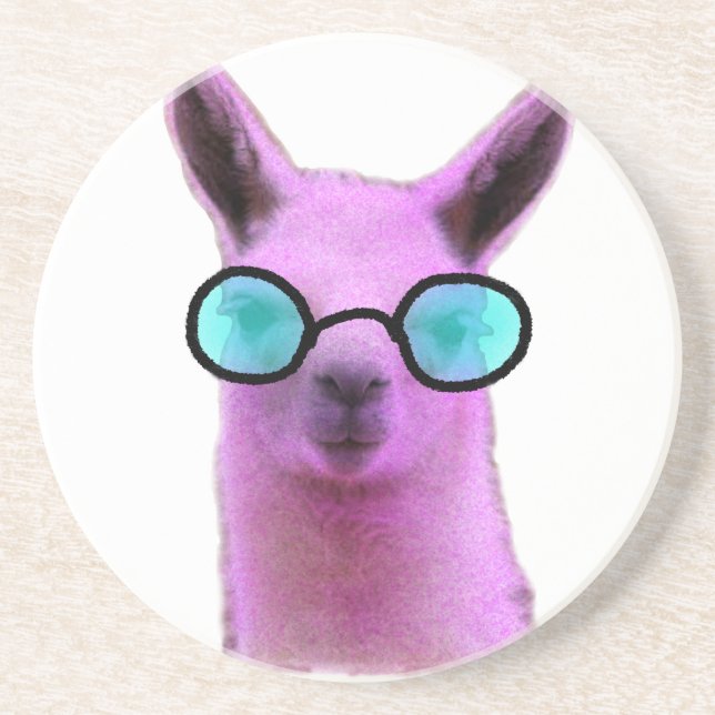 Dessous De Verre En Grès Cool Pink Llama ! (Devant)