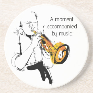 Dessous De Verre En Grès Cool Retro Man Playing Trumpet - Jazz Music Art