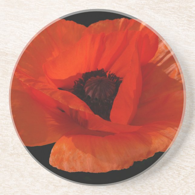 Dessous De Verre En Grès Coquelicot Macro (Devant)