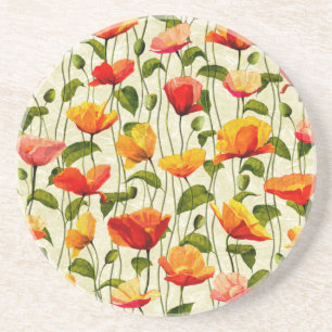 Dessous De Verre En Grès Coquelicots Brillant