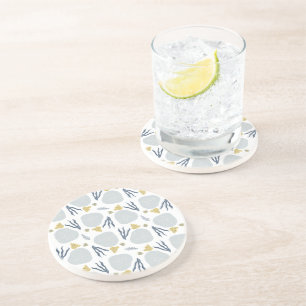Dessous De Verre En Grès Coquillages de Dollars de Sable d'Été Motif de Pla
