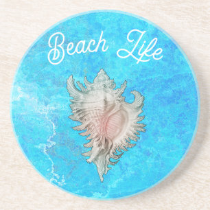 Dessous De Verre En Grès Coquille de Conque "Vie de Plage"