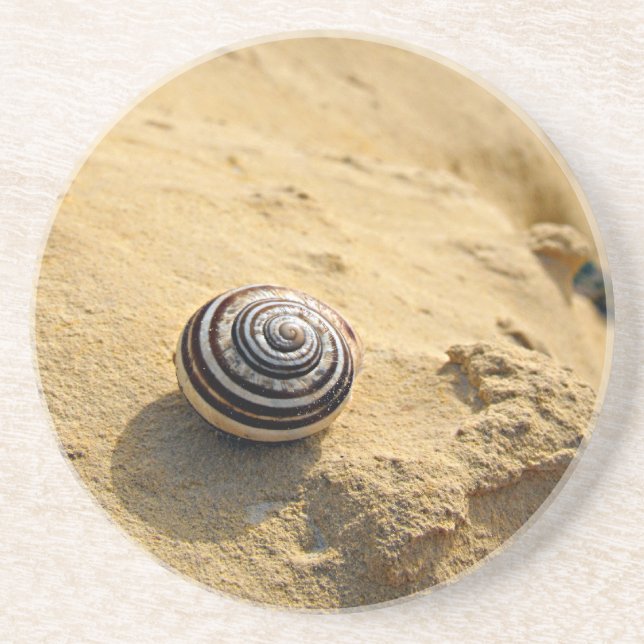 Dessous De Verre En Grès Coquille d'escargot sur sable (Devant)