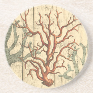 Dessous De Verre En Grès Corail en bois et petit