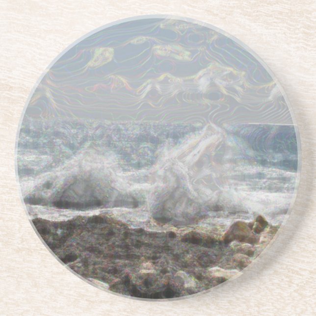 Dessous De Verre En Grès Corail et vagues (Devant)