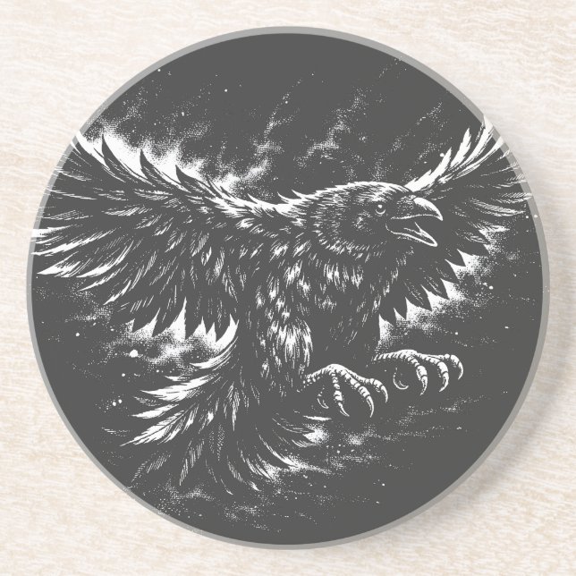 Dessous De Verre En Grès Corbeau gothique – par BurnsInHell (Devant)