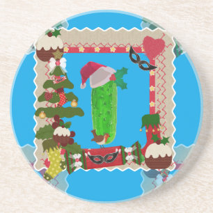 Dessous De Verre En Grès cornichon de Noël