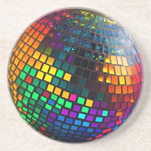Dessous De Verre En Grès Cosmic Groove : Lino Cut Disco Ball
