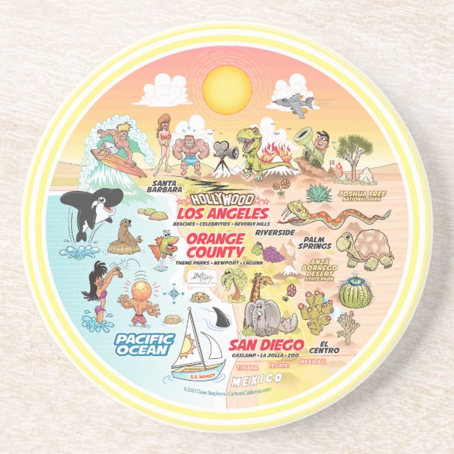 Dessous De Verre En Grès Coucher de soleil SoCal (Devant)