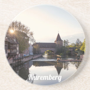 Dessous De Verre En Grès Coucher de soleil sur l'ancien pont médiéval de Nu
