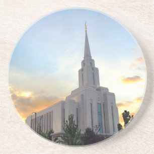 Dessous De Verre En Grès Coucher de soleil sur le temple LDS d'Oquirrh Moun