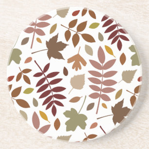 Dessous De Verre En Grès Couleurs d'automne en blanc pour les Feuilles tomb