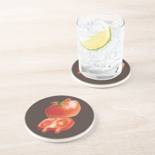 Dessous De Verre En Grès Coupe de tomate (Côté)