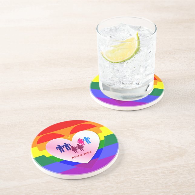 Dessous De Verre En Grès Couples à l'intérieur de la All Love Pride Coeur (Côté)