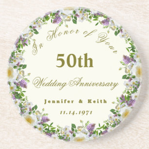 Dessous De Verre En Grès Couples personnalisés 50e anniversaire de Mariage
