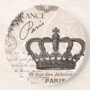 Dessous De Verre En Grès couronne chic minable française vintage moderne