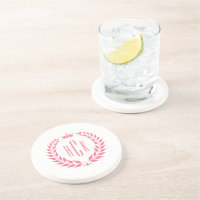 Couronne de laurier rose Monogramme personnalisé