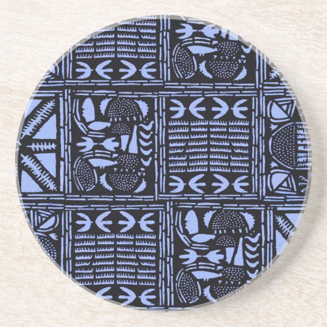 Dessous De Verre En Grès Couverture Indigo Batik - Bleu (Devant)