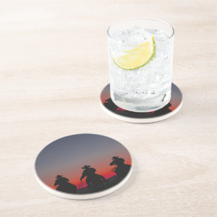Dessous De Verre En Grès cowboy au coucher du soleil