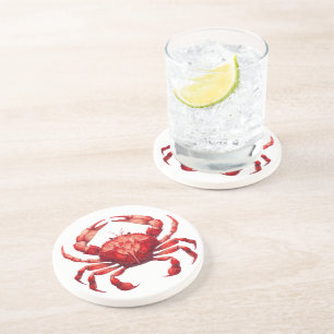 Dessous De Verre En Grès Crabe rouge en verre tendu
