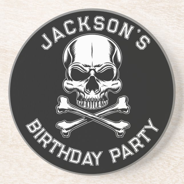 Dessous De Verre En Grès Crâne du navire pirate noir (Devant)