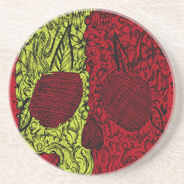 Dessous De Verre En Grès Crâne molle sur rouge sang (Devant)